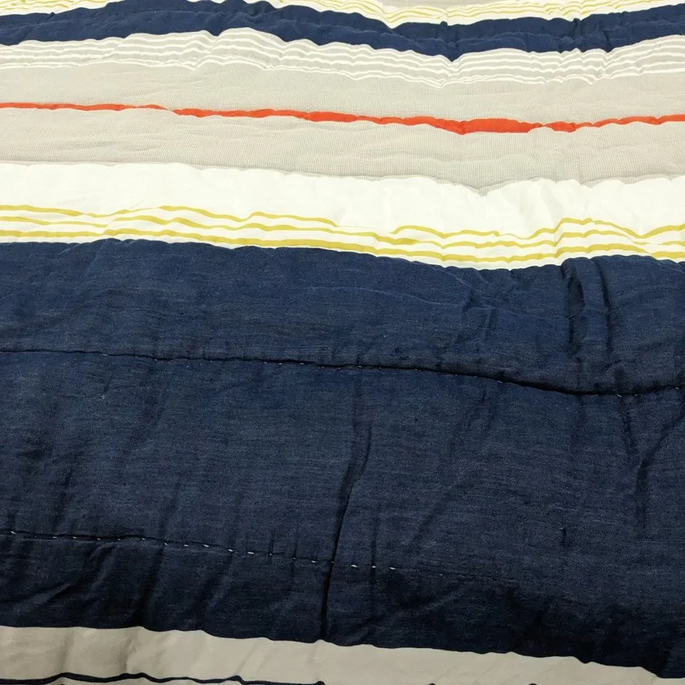 Pottery‎ Barn Teen Wyatt Stripe Comforter Full Queen F/Q blue orange yellow
